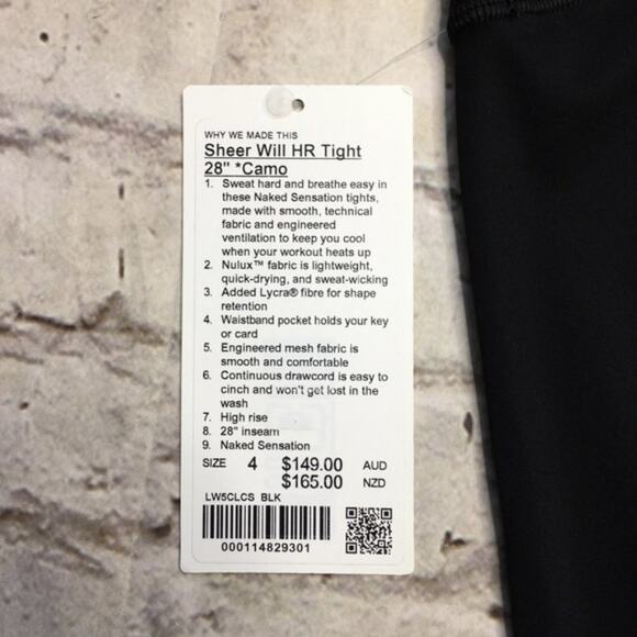 NEW Lululemon Sheer Will HR Camo Tight in Black - Picture 7 of 8